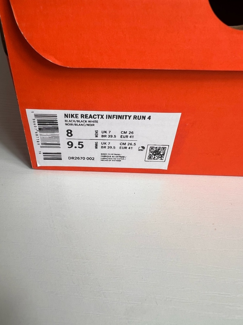Nike ReactX Infinity Run 4 Black White Men’s Size 8 / Women’s 9.5 DR2670-002 - Picture 7 of 9